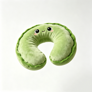 Almohada de Viaje en Forma de Guisante Personalizada, Linda Almohada de Viaje de Felpa Verde en Forma de Guisante - Product Image 2
