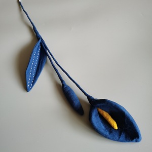 Fleur artificielle en tissu Calla Lily bleue, faite à la main, pour arrangement floral domestique - Product Image 6