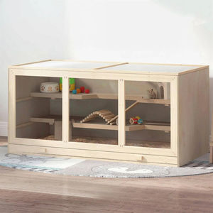 Cage à hamster en bois extra large, cage à rats à 3 étages avec toit ouvrant, fenêtre en PVC, <span class=keywords><strong>habitat</strong></span> pour petits animaux pour gerbilles nains - Product Image 1