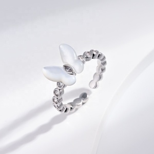 high quality plata 925 sterling <b>silver</b> clover dainty <b>ring</b> custom wedding women <b>adjustable</b> open gold plated resin gemstone <b>rings</b> - Product Image 3