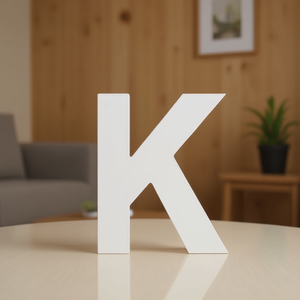 Lettera K in legno per decorazione da parete, 12 pollici, finitura bianca - Product Image 3