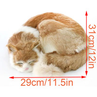 Statue de chat endormi réaliste de 30cm-Décoration de maison en fourrure artificielle faite à la main pour chambre, cadeau pour les amoureux des chats