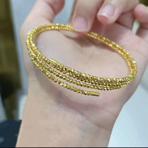 Pulseiras & Bangles Chiết Giang sang trọng đồng vàng Multilayer Vòng đeo tay bouncy Bead ba vòng lặp mở căng vòng đeo tay - Product Image 5