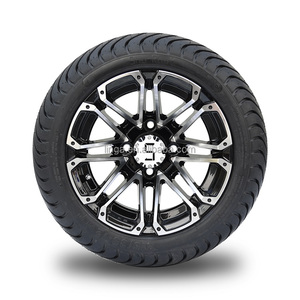 Pneus de rue DOT 12 "noirs/usinés sur 215/35 à 12 pouces, pour les voiturettes Club Car et EZGo,Yamaha, les pneus et les roues de voiturette de golf combinés - Product Image 2