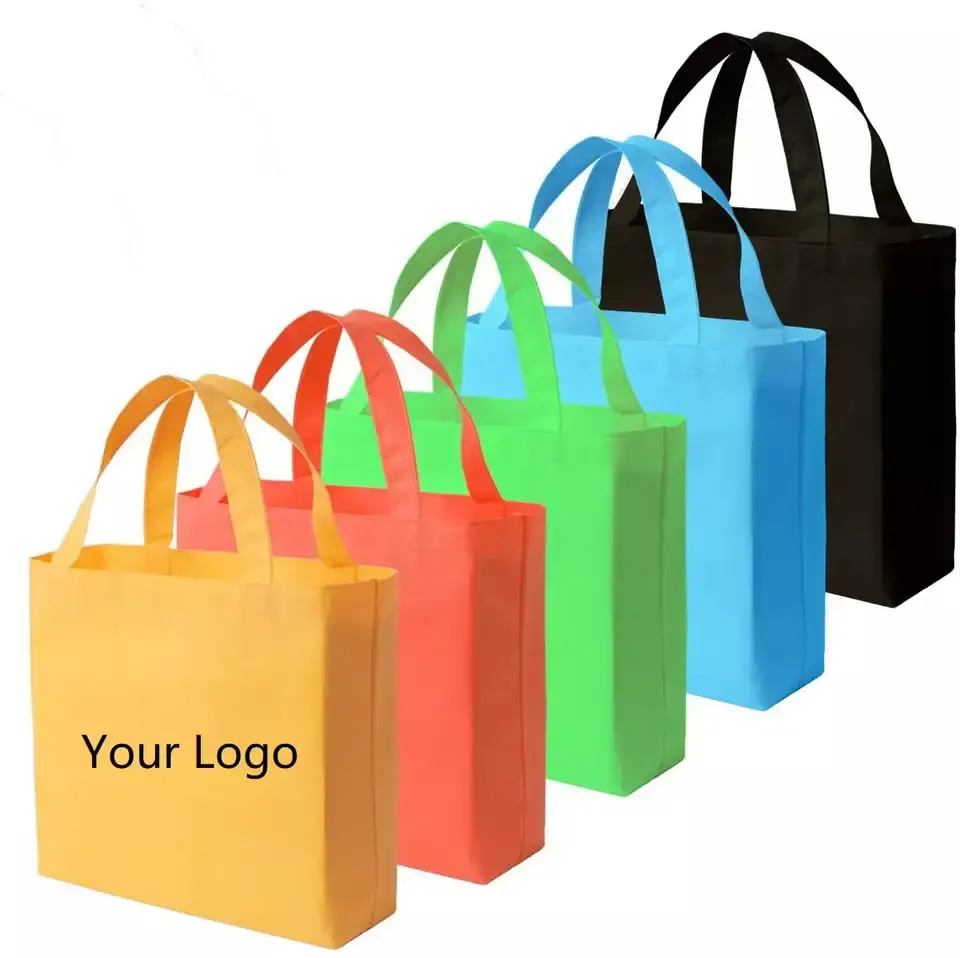 Özel Logo Premium kalite dayanıklı bakkal okul çalışma kamp Tote olmayan dokuma kullanımlık alışveriş çantası
