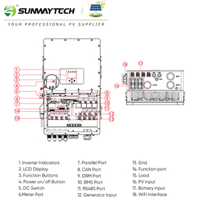 Onduleur Sun-50K-Sg01Hp3-Eu-Bm4 50Kw hybride solaire 220V à 380V Module Wifi onduleur solaire Deye Sun avec régulateur de Charge de batterie - Product Image 6