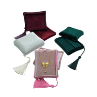 Boîte à bijoux de luxe en velours avec pompon, étui à bijoux, organisateur de colliers et boucles d'oreilles, boîte de rangement pour emballage cadeau de boutique et de vente au détail