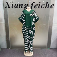 Nouvelle robe de soirée élégante pour femmes, style boubou kaftan, imprimé africain, col en V, manches courtes, ample, décontractée, grande taille