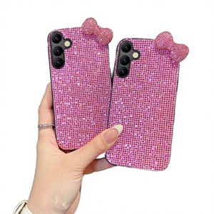 เคสโทรศัพท์แบบมีช่องใส่บัตร ป้องกันรอยนิ้วมือ 3 มิติ วัสดุ TPU กันกระแทก ดีไซน์โบว์ประดับเพชร สำหรับรุ่น A57 <span class=keywords><strong>A37</strong></span> - Product Image 2