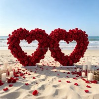 Arche de fleurs artificielles en forme de mini-cœur rose pour décoration de mariage, événements et toile de fond