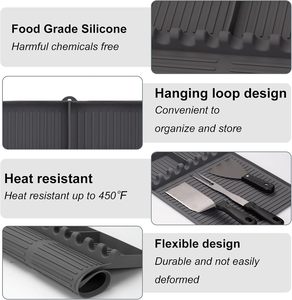 <b>Silicone</b> Grill Mat for Blackstone, Reusable Griddle Tools Mat with Drip Pad, Spatula Mat for Outdoor Grill Kitchen Countertop - Product Image 6