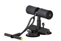 Barre de sit-up réglable en hauteur avec support pour les pieds et 2 ventouses puissantes, appareil portable d'aide aux sit-ups pour les entraînements et les exercices de renforcement du tronc