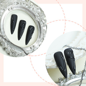 Européen Américain 3D Stéréo Noir Serpent Givré Simple Portable Manucure <span class=keywords><strong>Ongles</strong></span> Foncé Sexy Français <span class=keywords><strong>Faux</strong></span> <span class=keywords><strong>Ongles</strong></span> pour Doigts Fait à la Main - Product Image 2