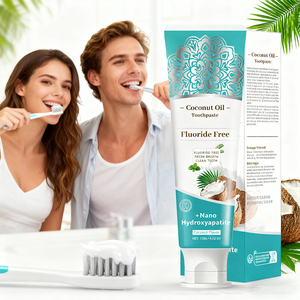 Dentifricio Personalizzato all'<span class=keywords><strong>Olio</strong></span> di <span class=keywords><strong>Cocco</strong></span> e Menta alle Erbe Pulizia Profonda Alito Fresco Sbiancante per <span class=keywords><strong>Denti</strong></span> Ingialliti Senza Fluoro per Uso Domestico - Product Image 6