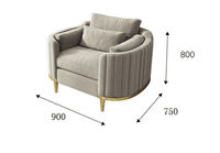 Vente chaude nordique lumière luxe salon meubles velours gris canapé combinaison ensemble