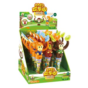 Venta caliente Agent Xiaolefeng Candy Toy Cartoon Plastic Monkey Toy con Cymbal para niños pequeños Popular Street Stalls Item - Product Image 5
