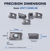Outil de fraisage CNC indexable APKT113508R-GM R0.8 avec insert en carbure pour l'usinage de l'acier au carbone et de l'acier allié