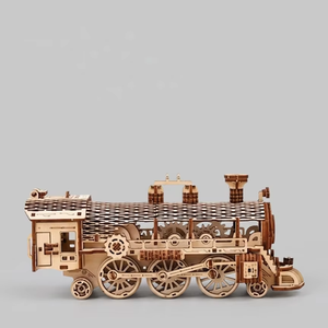 Rompecabezas 3D de Locomotora de Vapor de Madera - Juguete Educativo y de Bricolaje de 101-500 Piezas, Dificultad 3 Estrellas, Decoración Estática para Mayores de 8 Años - Product Image 1
