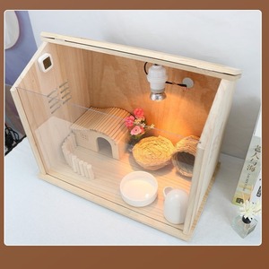 Terrario de madera para robinos, suministros de paisajismo, caja de madera maciza para hámsteres y chinchillas, caja transparente de acrílico aislada para mascotas - Product Image 5