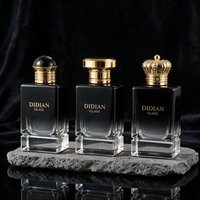 Flacon de parfum carré noir vide de luxe de haute qualité personnalisé, 30 ml, 50 ml, 100 ml, flacons à fond épais avec emballage