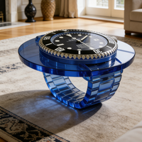 Moderner Luxus-Uhrenförmiger Fiberglas-Couchtisch Runde Glasplatte Wohnzimmermöbel Einzigartiger Designer Kreativer Kunsttisch