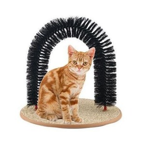Cepillo rascador para gatos Purrfect Arch de 34 cm, negro, herramienta de masaje y aseo para gatos con base de almohadilla rascadora - Product Image 2