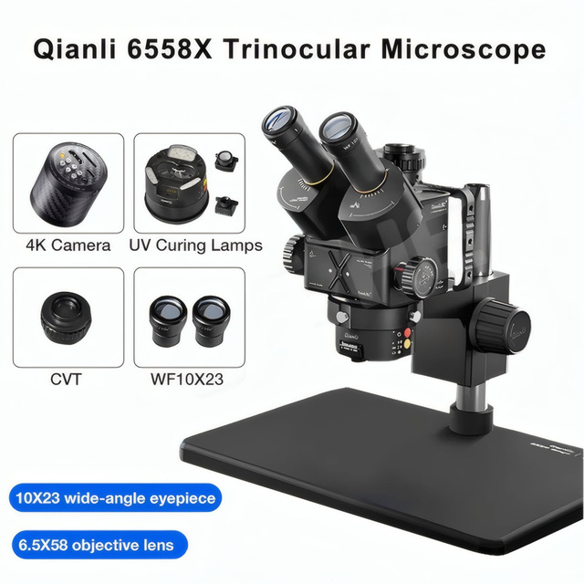 6558X Trinocular Microscope One-Key Photo Video Recording Custom Storage PCB Soldering Inspection Phone Repair