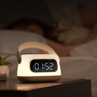 Réveil portable 2000 mAh avec minuterie, lampe de bureau intelligente, lampe de chevet automatique, veilleuse LED de luxe avec base