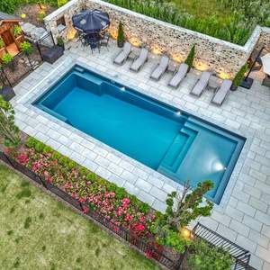 Piscine de jardin rectangulaire préfabriquée en fibre de verre personnalisée, grande, haut de gamme, avec marches, ODM - Product Image 6