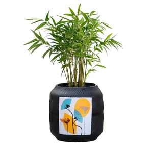 Pot de fleurs décoratif moderne en vert émeraude, noir, pour la maison, le bureau, élégant, pour l'intérieur, support de bureau, décoration de pièce - Product Image 1