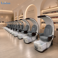 Mobilier haut de gamme pour salon de manucure, fauteuil de pédicure de luxe résistant à l'acétone, en cuir, sans tuyauterie, avec massage Shiatsu