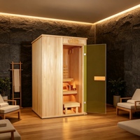 Estufa de Sauna de Leña Ecológica de Madera Maciza de Hemlock para Interiores, con Infrarrojos Lejanos, para Apartamentos y Villas, Capacidad para 2 Personas, Bajo EMF
