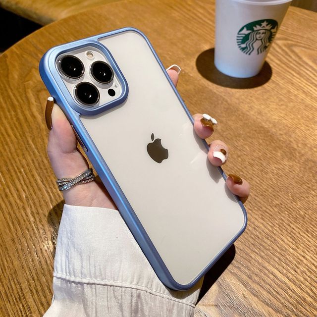 For iPhone 13 Pro Max Phone Covers New Metal Frame Matte Clear Phone Case Shockproof TPU PC Case for iPhone 11 12 Pro Max