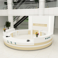 Grand bureau de réception rond de conception moderne pour hôpital, bureau de réception demi-rond, bureau de réception incurvé circulaire