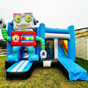 Parque infantil inflable comercial con temática de robots, castillo inflable con tobogán, área de juegos gigante. - Product Image 4