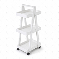 Chariot de rangement en bambou sur mesure à 3 niveaux, pliable en forme de A, avec roulettes, étagère mobile fine pour la maison et la cuisine