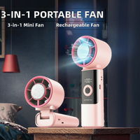 Ventilateur et refroidisseur portatif 3-en-1 à bas prix, rechargeable, pliable avec lumière, idéal pour la voiture, autonomie de 4 à 6 heures