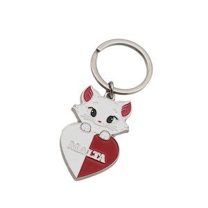 LLavero personalizado de esmalte de corazón de gato de <span class=keywords><strong>Malta</strong></span>, regalo de viaje de Metal de recuerdo <span class=keywords><strong>para</strong></span> turistas - Product Image 4