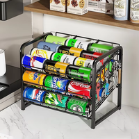 Robuster Mehrstöckiger Metall-Getränkedosenorganizer mit Geneigtem Design und Rollschublade Kühlschrank-Aufbewahrungsregal