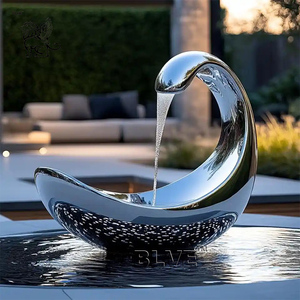 BLVE decorazione da giardino per esterni in stile moderno in metallo <span class=keywords><strong>arte</strong></span> specchio lucido circolare in acciaio inox <span class=keywords><strong>fontana</strong></span> scultura - Product Image 3
