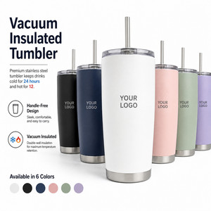 Custom Logo 20oz Vacuum Insulated Tumbler Stainless Steel Slim Travel Mug With Straw Reusable Coffee Cup For <b>Hot</b> Cold <b>Drinks</b> - Product Image 1