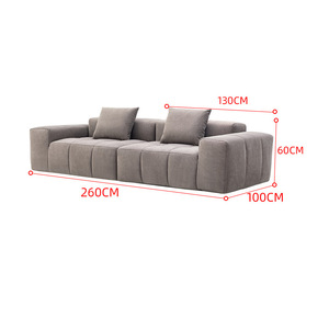 Custom Fabric <b>Sofa</b> 260Cm Length Square Shape Upholstered Foam Filling For Living Room - Product Image 1