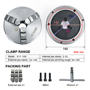 <span class=keywords><strong>Mandrin</strong></span> de <span class=keywords><strong>tour</strong></span> <span class=keywords><strong>à</strong></span> 3 mâchoires auto-centrant de précision <span class=keywords><strong>160</strong></span> <span class=keywords><strong>mm</strong></span> en acier trempé K11-<span class=keywords><strong>160</strong></span> Manuel Précision 0,05 <span class=keywords><strong>mm</strong></span> pour <span class=keywords><strong>tour</strong></span> <span class=keywords><strong>à</strong></span> <span class=keywords><strong>métaux</strong></span> - Product Image 2