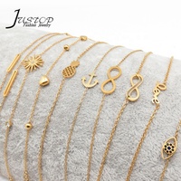Bracelet à breloques en acier inoxydable plaqué or 18 carats, bijoux tendance pour femmes, marque Justop, vente en gros, fabriqué en Chine, MOQ 10 pièces