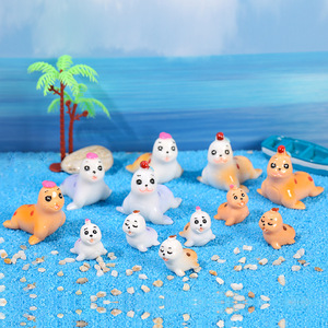 Ornements en résine de lion de mer de dessin animé mignon, décorations d'aquarium, figurines d'animaux miniatures pour décor de réservoir de poissons - Product Image 2