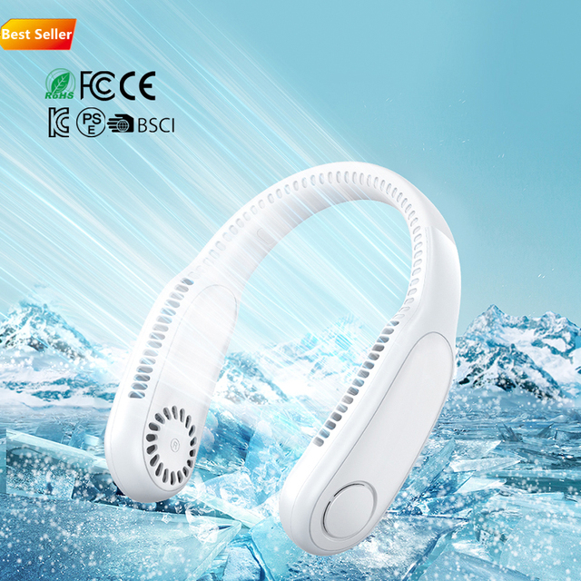 New Creative Personal Outdoor Sport Three Speed Rechargeable Usb Portable Air Cooling Foldable Neck Fan