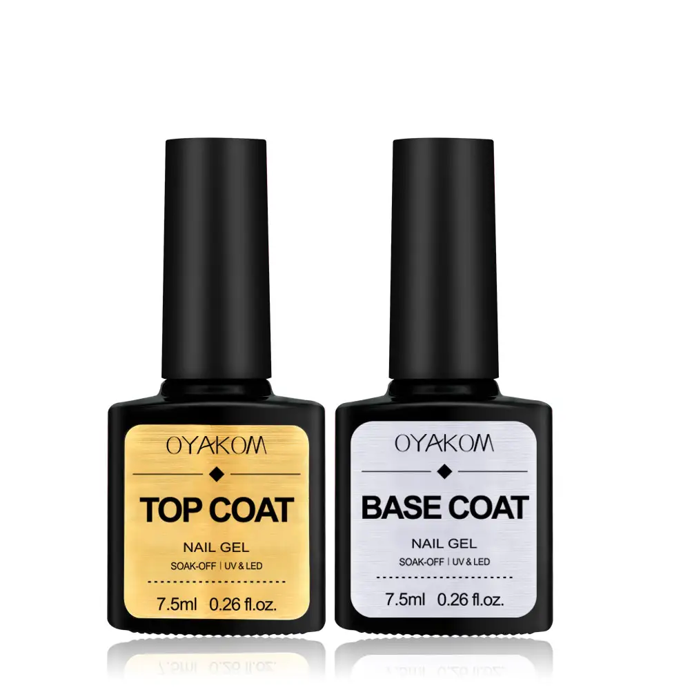 Oyakom Top Coat And Base Coat Soak Off Nail Polish Uv Gel Led Nail Primer Gel Varnish Transparent Nail Art Gel Polish 