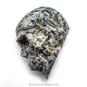 Vente en gros de crânes de jaspe d'océan colorés en cristal sculpté à la main en cristal crânes de jaspe d'océan pour la décoration feng shui - Product Image 3
