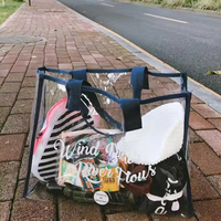 Sacs de plage en PVC transparent personnalisés avec logo, petits et moyens, pour articles secs et humides, sacs cadeaux holographiques pour la plage et le stade avec poignée en corde