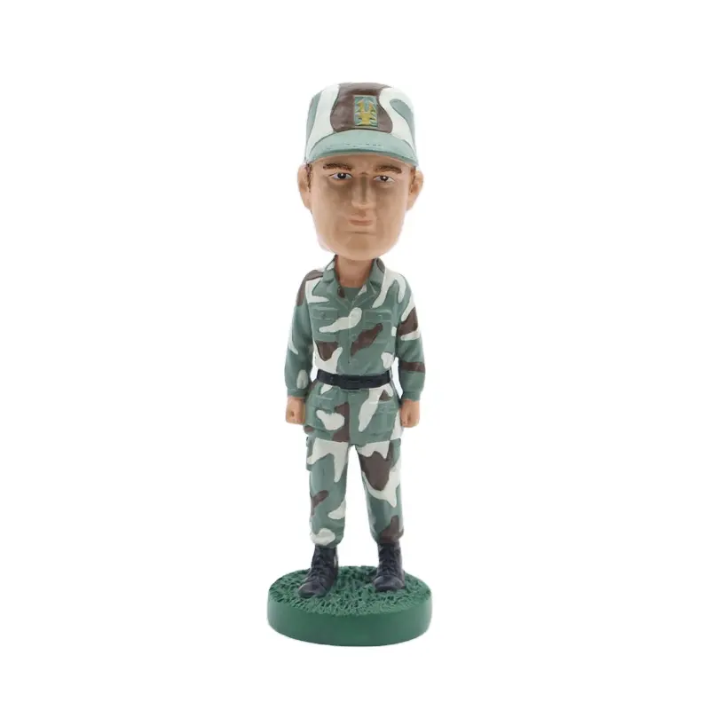 Polyresin Soldier Figure Custom Bobble Head OEM Character Art & Figurine regalo da collezione/giocattoli da collezione, modello artificiale R & D